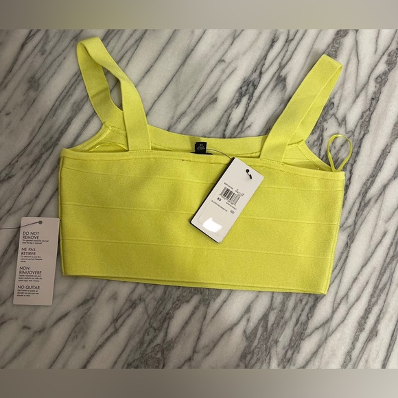 New Women’s Guess Bandage Crop Top in neon yellow, size XS - Picture 8 of 8